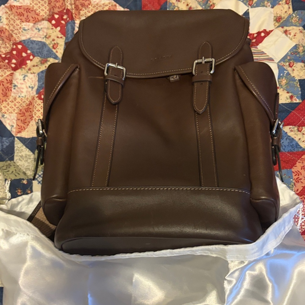 Coach Dark Brown Leather Backpack